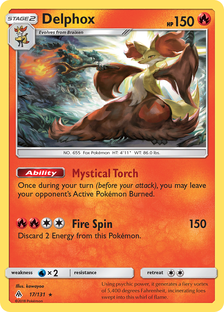 Delphox - 17/131 - Forbidden Light SM6 - Rare Holo