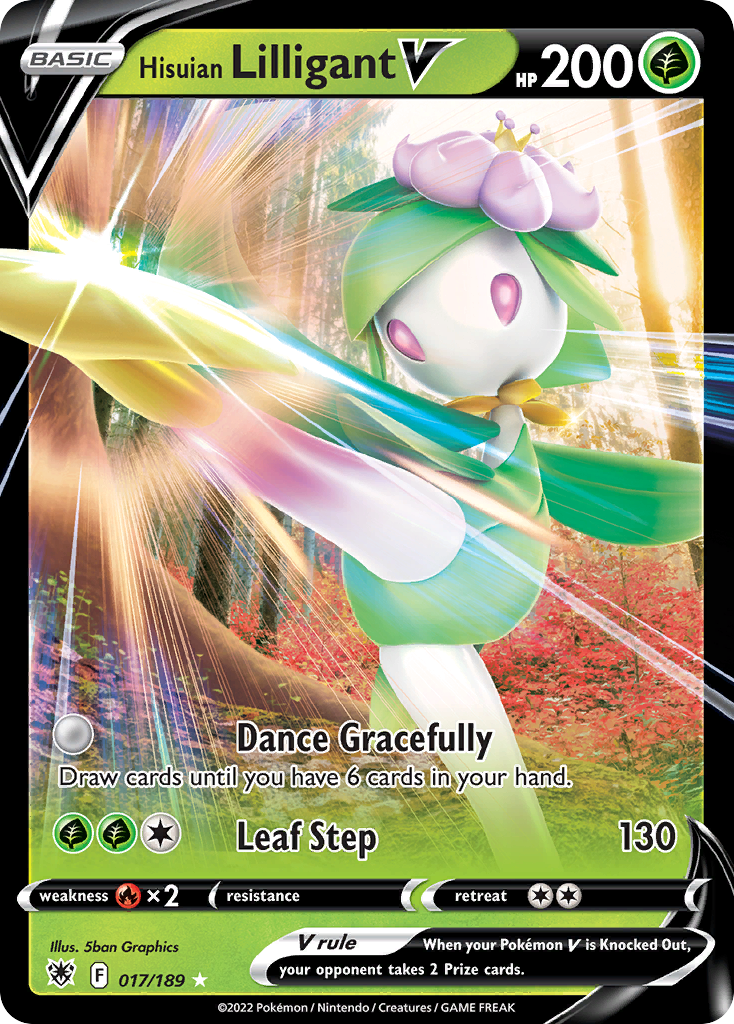 Hisuian Lilligant V - 17/189 - Astral Radiance SWSH10 - Rare Holo V
