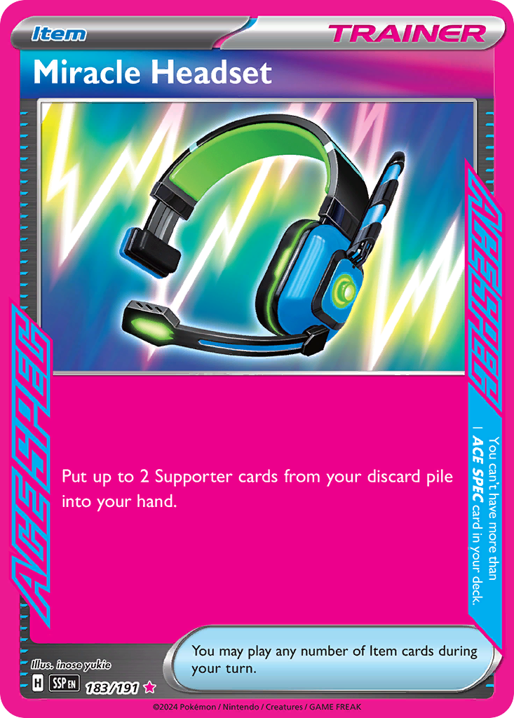 Miracle Headset - 183/191 - Surging Sparks SV8 - ACE SPEC Rare