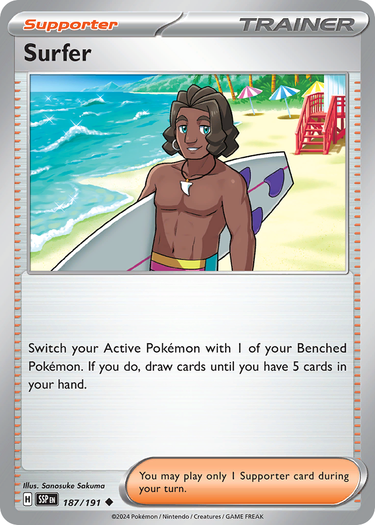 Carta Pokémon Surfer de Surging Sparks #187