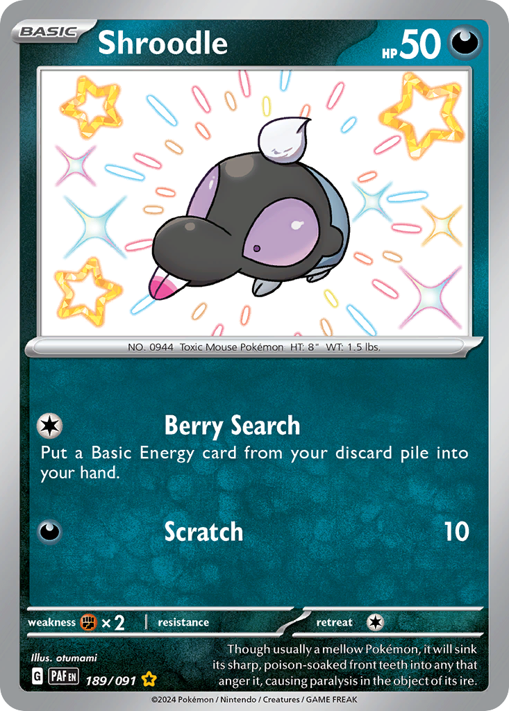Shroodle - 189/91 - Paldean Fates SV4PT5 - Shiny Rare
