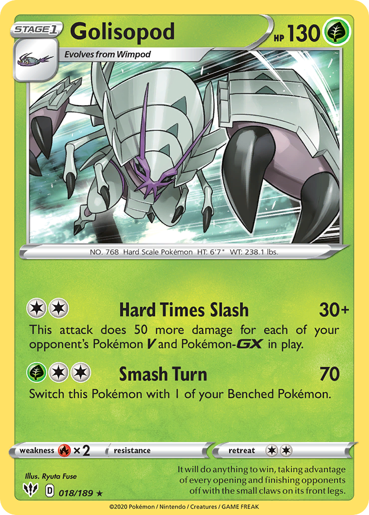 Golisopod - 18/189 - Darkness Ablaze SWSH3 - Rare Holo