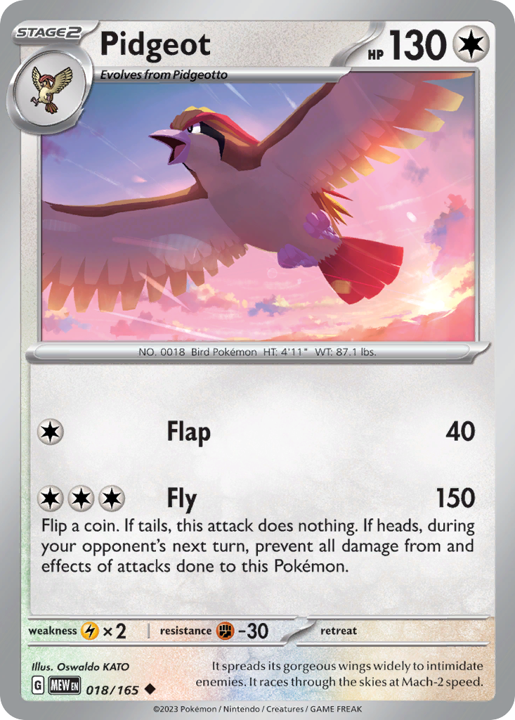 Pidgeot - 18/165 - 151 SV3PT5 - Uncommon