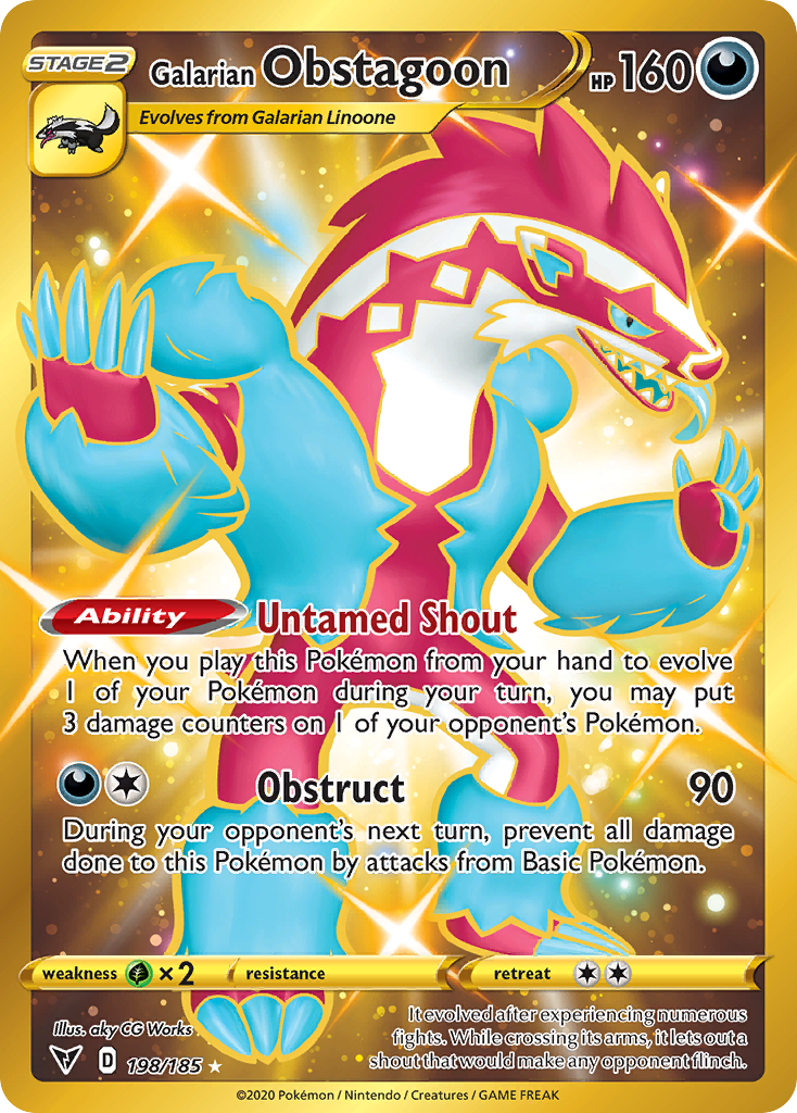 Galarian Obstagoon - 198/185 - Vivid Voltage SWSH4 - Rare Secret