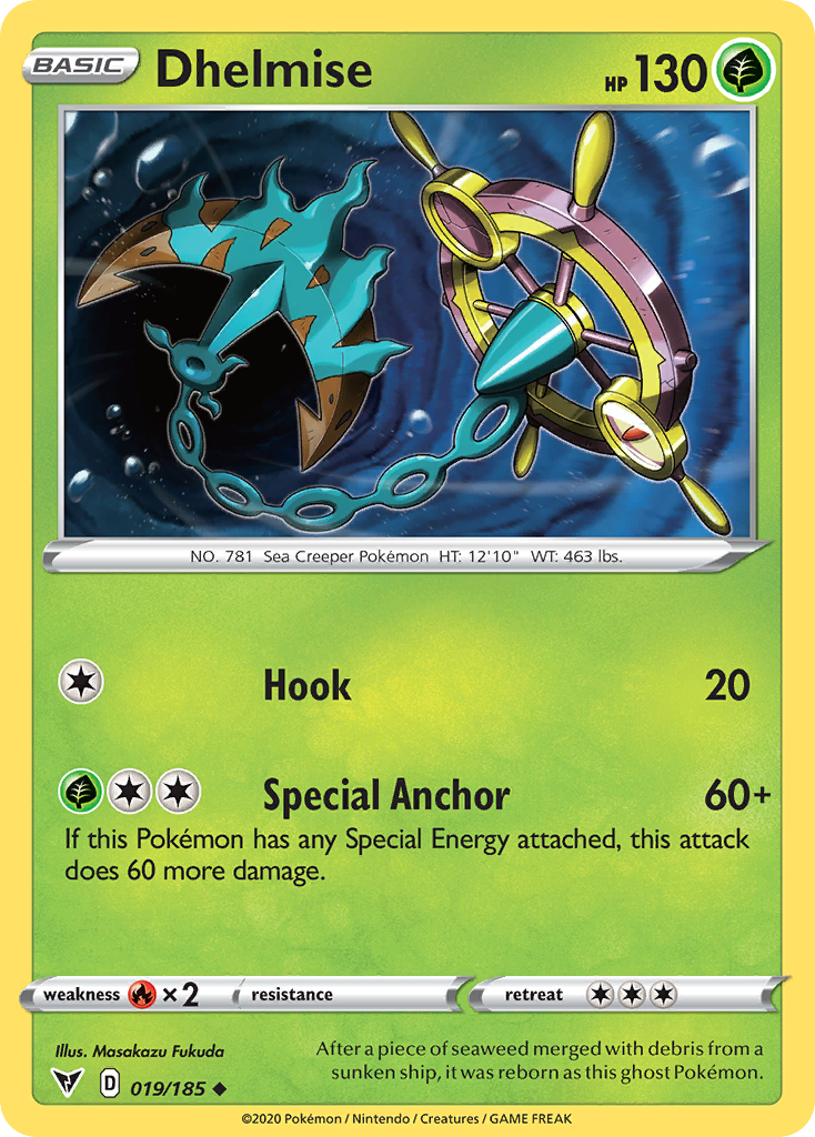 Dhelmise - 19/185 - Vivid Voltage SWSH4 - Uncommon