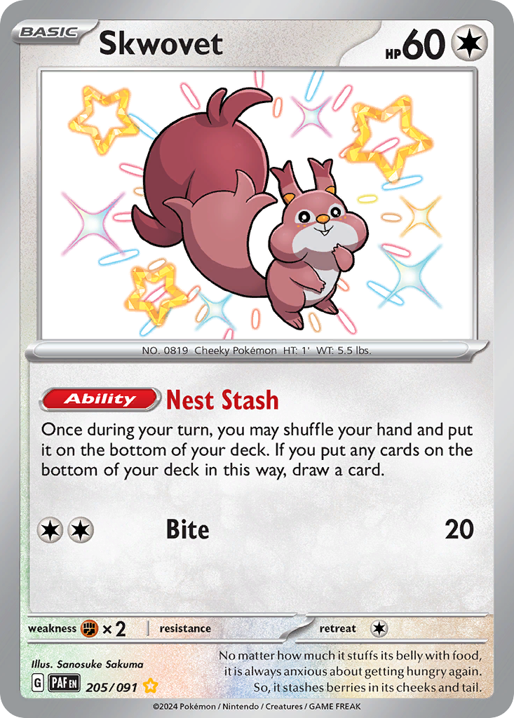 Skwovet - 205/91 - Paldean Fates SV4PT5 - Shiny Rare