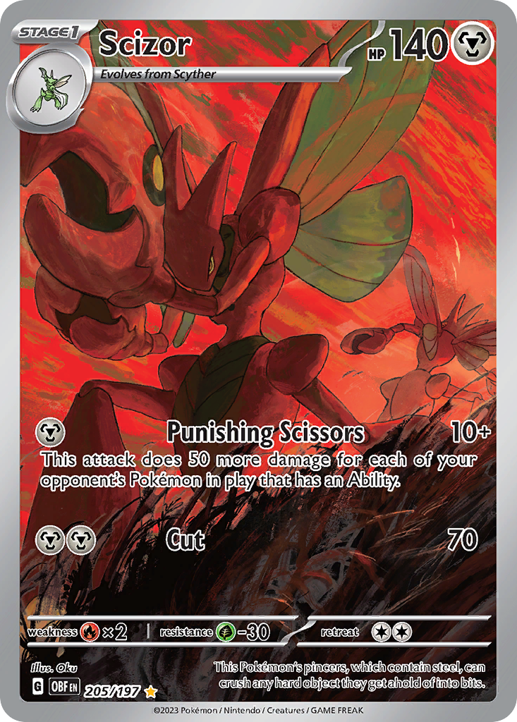 Scizor - 205/197 - Obsidian Flames SV3 - Illustration Rare