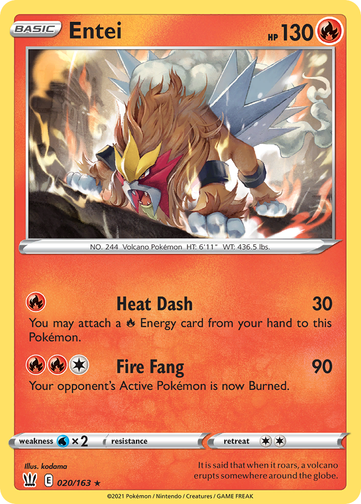 Entei - 20/163 - Battle Styles SWSH5 - Rare Holo