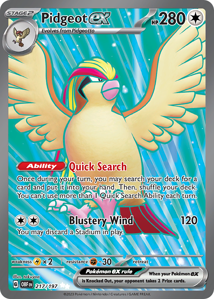 Pidgeot ex - 217/197 - Obsidian Flames SV3 - Ultra Rare