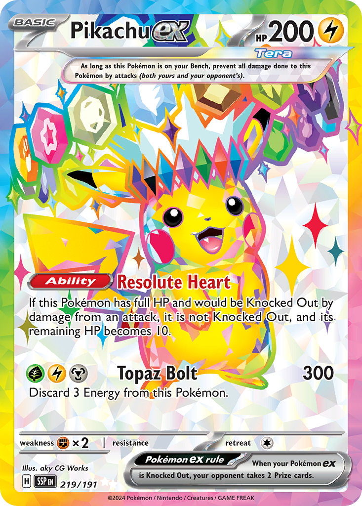 Carta Pokémon Pikachu ex de Surging Sparks #219