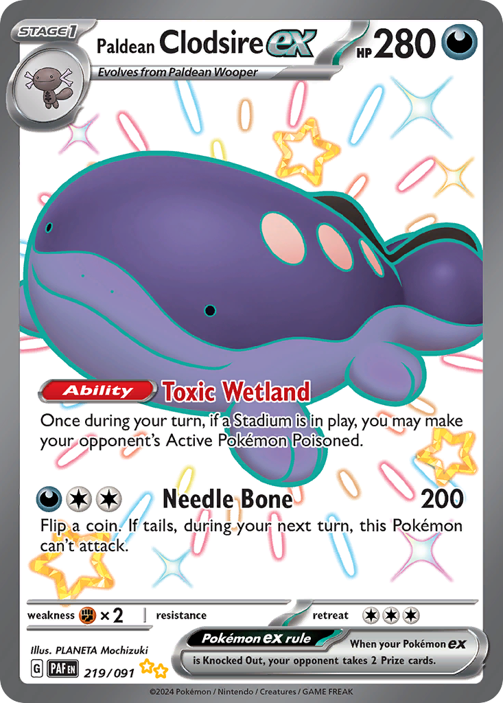 Paldean Clodsire ex - 219/91 - Paldean Fates SV4PT5 - Shiny Ultra Rare