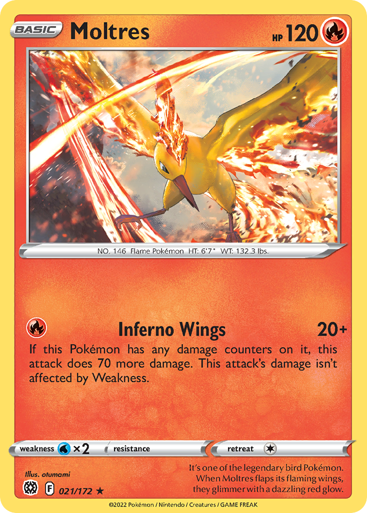 Moltres - 21/172 - Brilliant Stars SWSH9 - Rare Holo