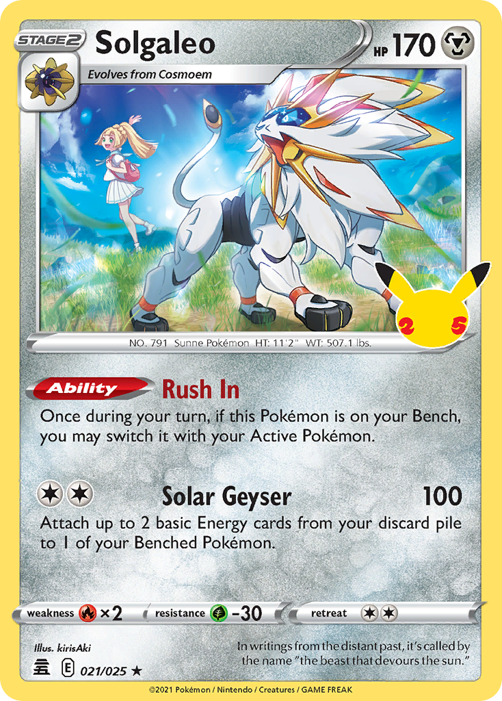 Solgaleo - 21/25 - Celebrations CEL25 - Rare Holo
