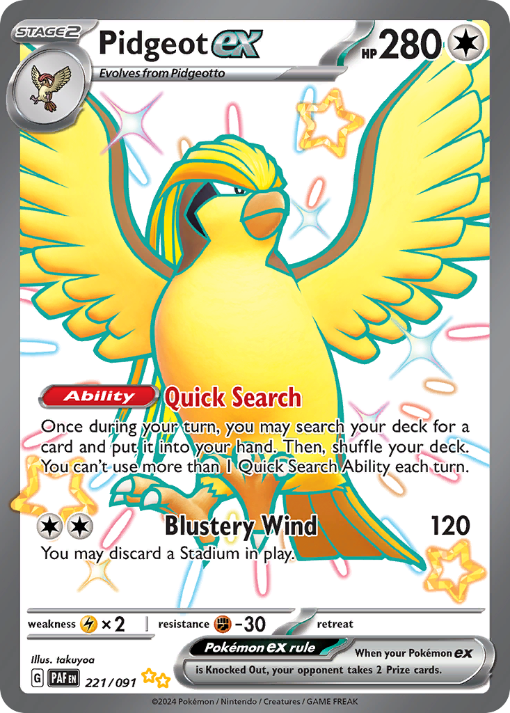 Pidgeot ex - 221/91 - Paldean Fates SV4PT5 - Shiny Ultra Rare