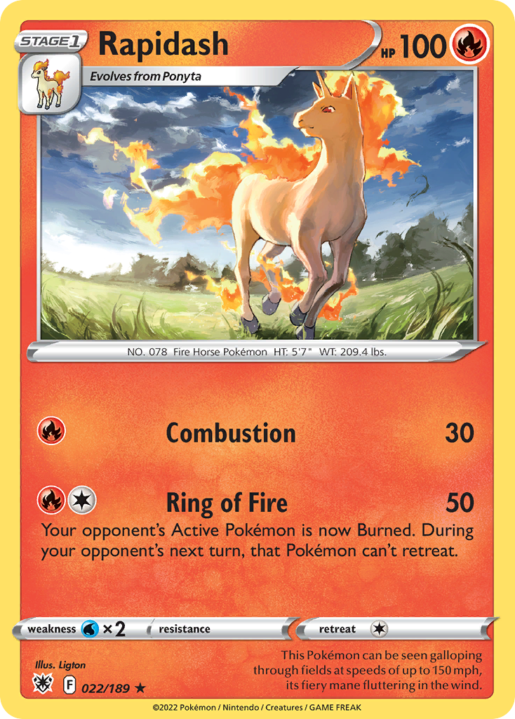 Rapidash - 22/189 - Astral Radiance SWSH10 - Rare