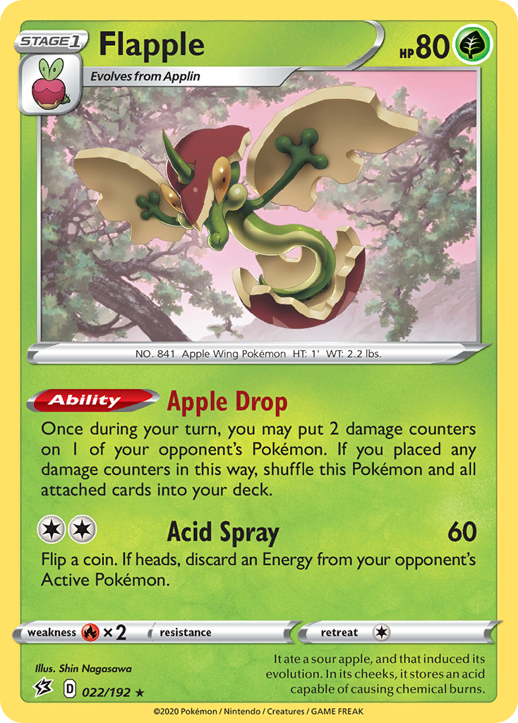 Flapple - 22/192 - Rebel Clash SWSH2 - Rare Holo