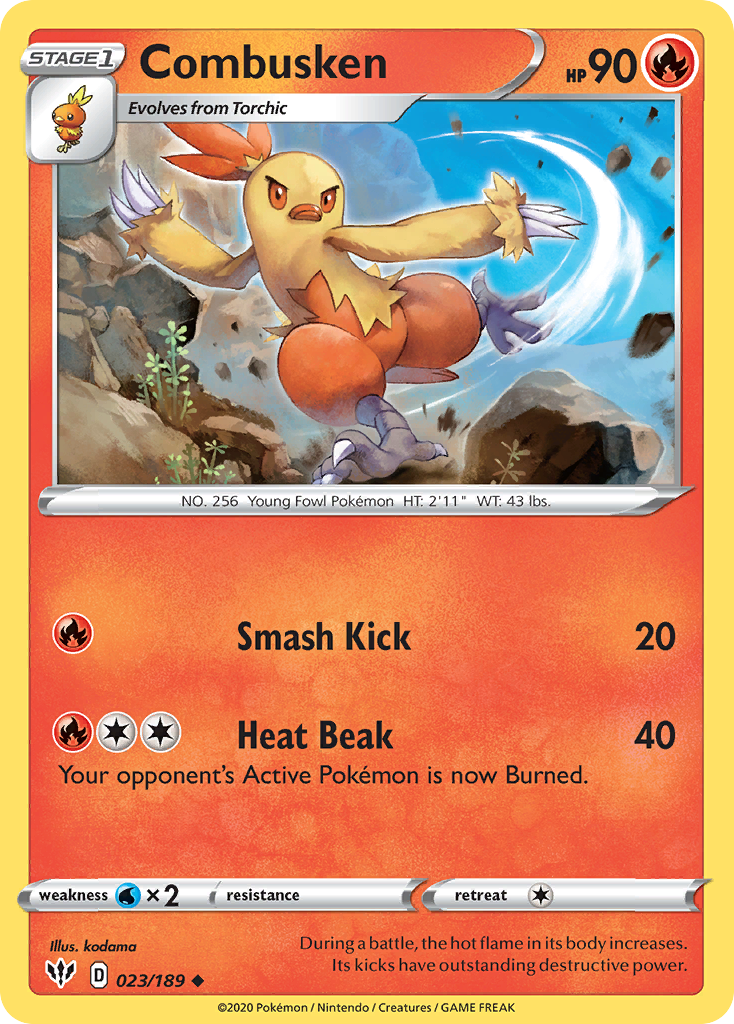 Combusken - 23/189 - Darkness Ablaze SWSH3 - Uncommon