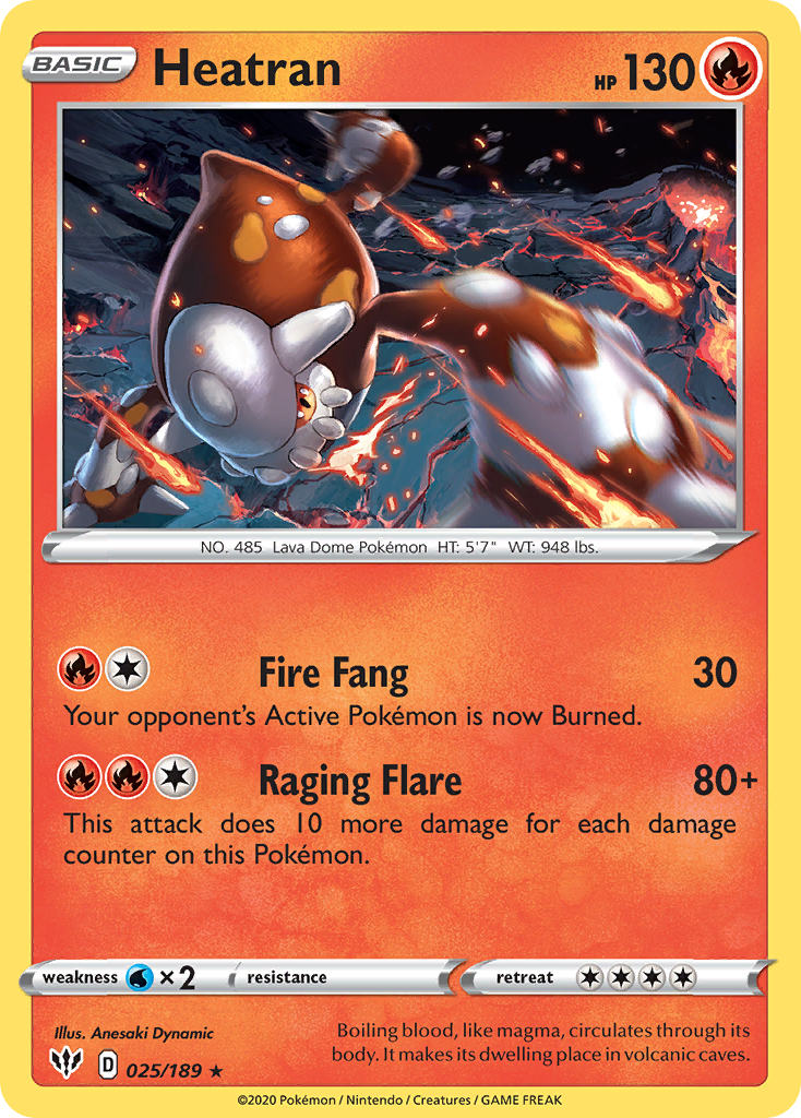Heatran - 25/189 - Darkness Ablaze SWSH3 - Rare Holo