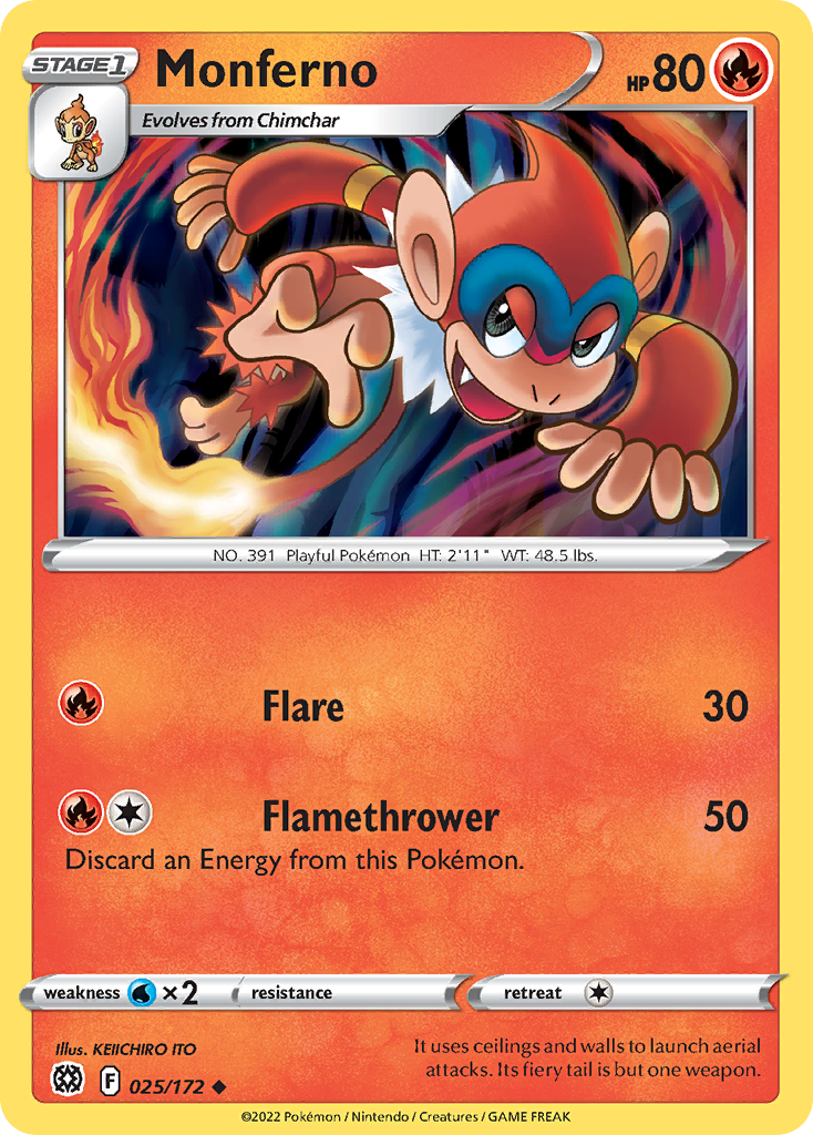 Monferno - 25/172 - Brilliant Stars SWSH9 - Uncommon