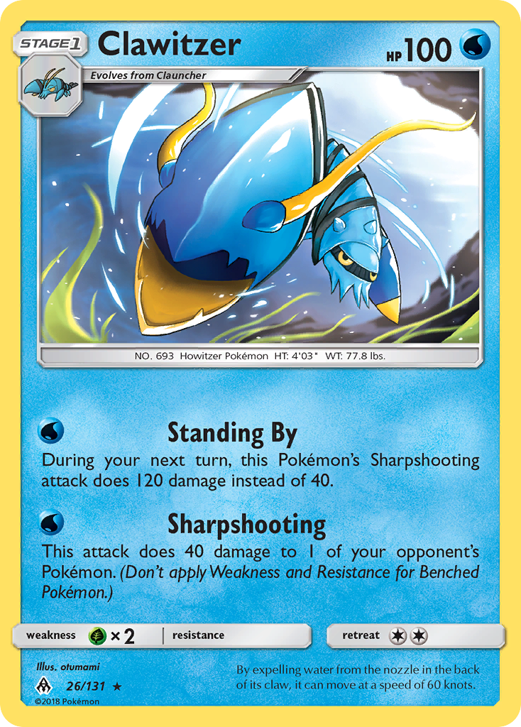 Clawitzer - 26/131 - Forbidden Light SM6 - Rare