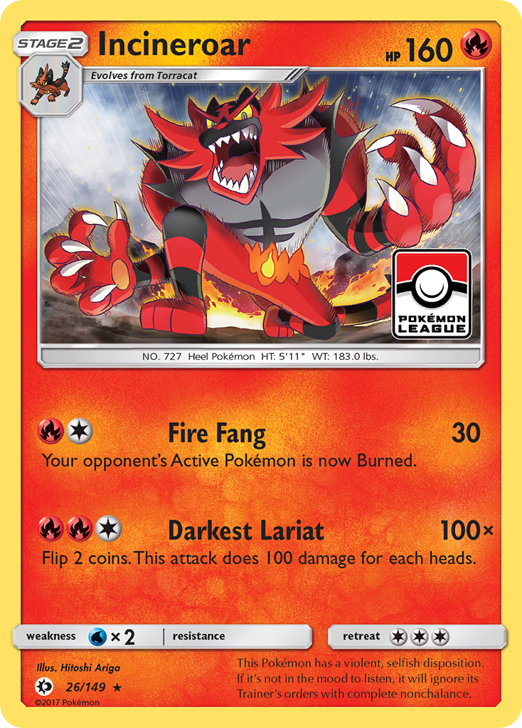 Incineroar - 26/149 - Sun & Moon SM1 - Rare
