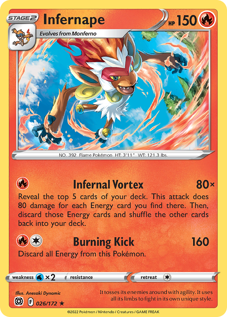 Infernape - 26/172 - Brilliant Stars SWSH9 - Rare Holo