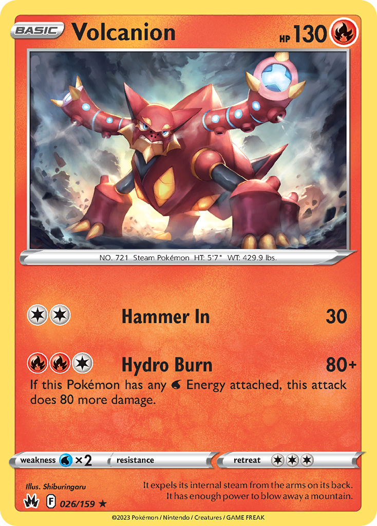 Volcanion - 26/159 - Crown Zenith SWSH12PT5 - Rare Holo