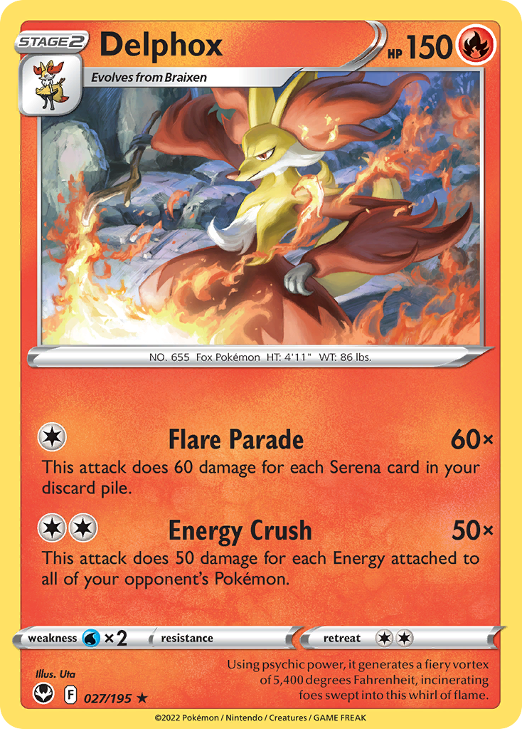 Delphox - 27/195 - Silver Tempest SWSH12 - Rare