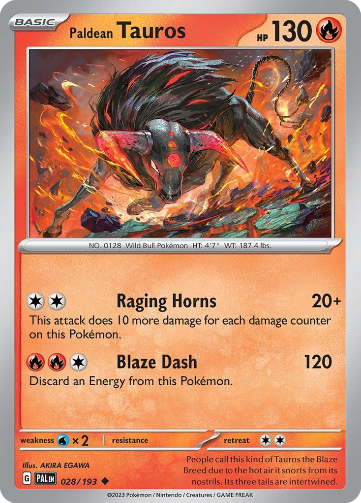 Paldean Tauros - 28/193 - Paldea Evolved SV2 - Uncommon