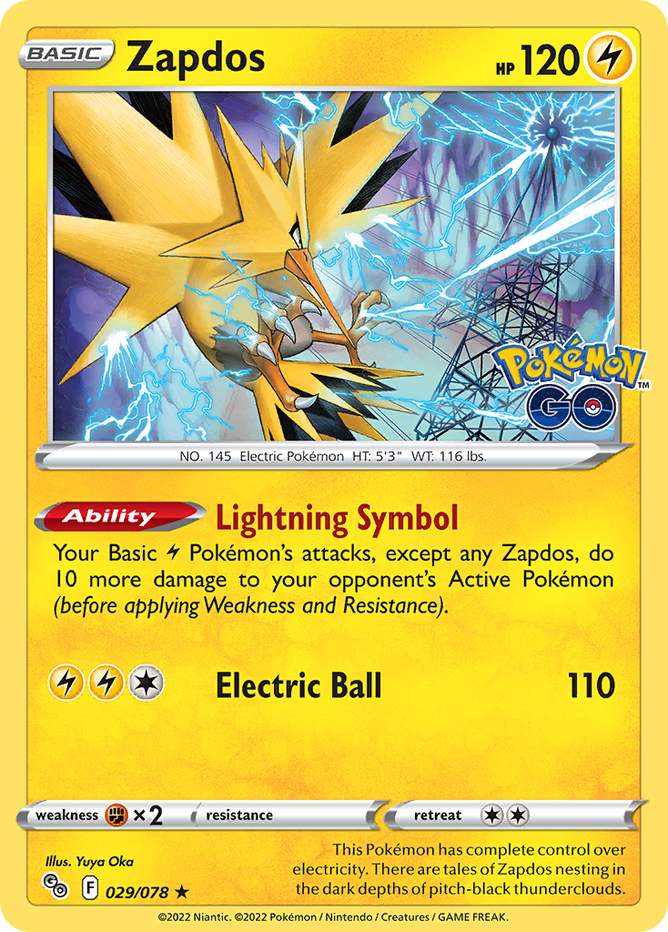 Zapdos - 29/78 - Pokémon GO PGO - Rare Holo