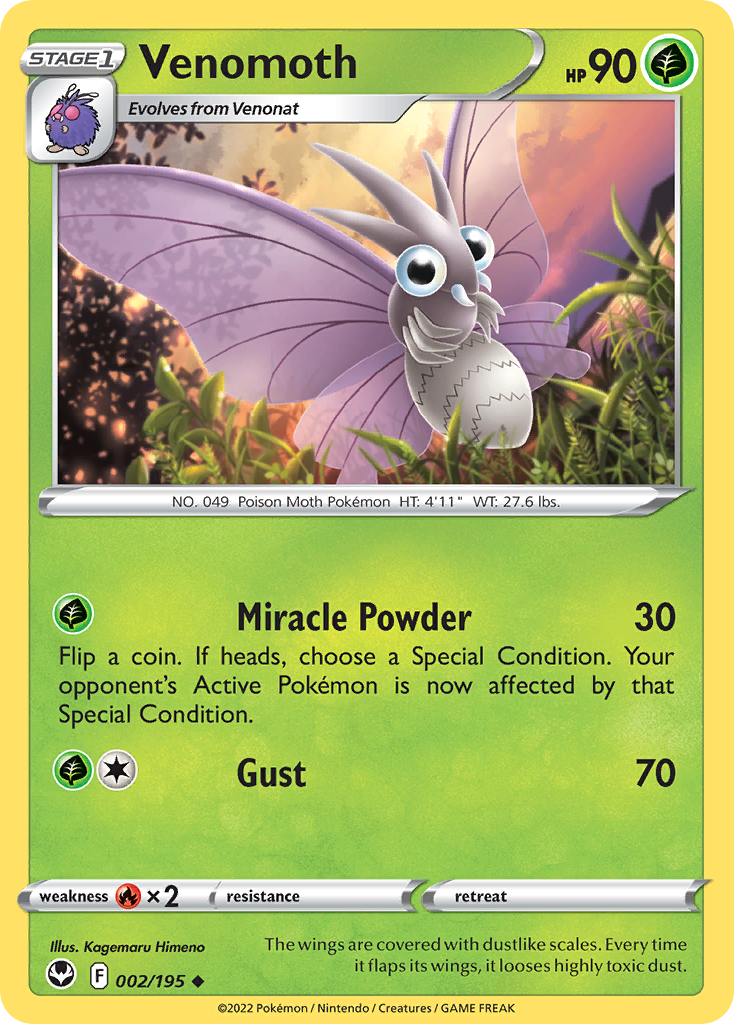 Venomoth - 2/195 - Silver Tempest SWSH12 - Uncommon