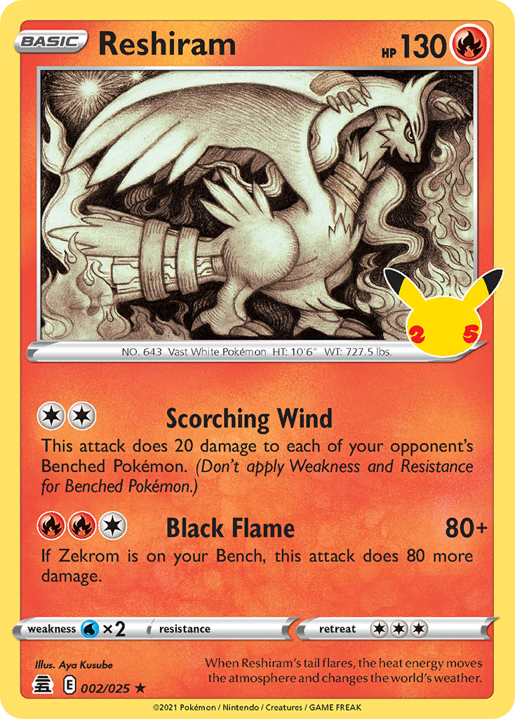 Reshiram - 2/25 - Celebrations CEL25 - Rare