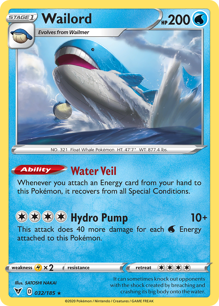 Wailord - 32/185 - Vivid Voltage SWSH4 - Rare Holo