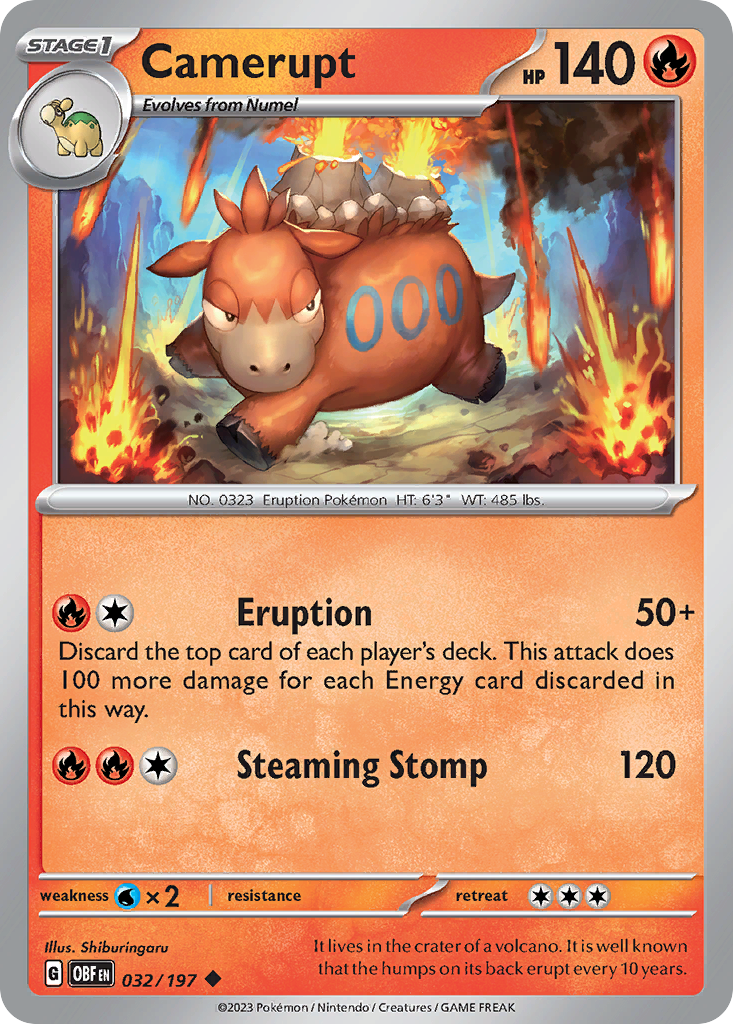 Camerupt - 32/197 - Obsidian Flames SV3 - Uncommon