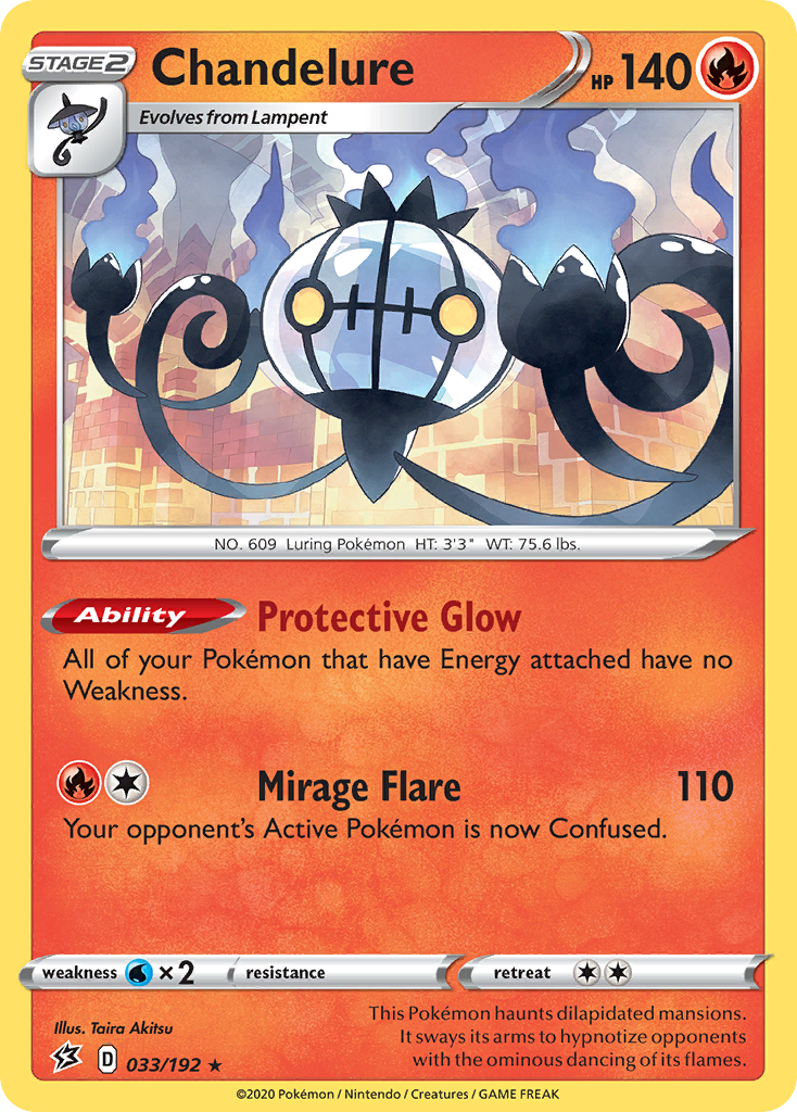 Chandelure - 33/192 - Rebel Clash SWSH2 - Rare Holo