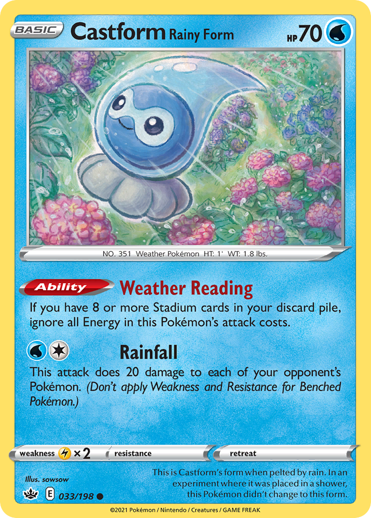 Castform Rainy Form - 33/198 - Chilling Reign SWSH6 - Common