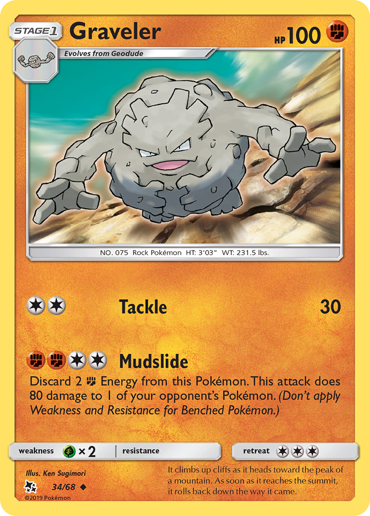 Graveler - 34/68 - Hidden Fates SM115 - Uncommon