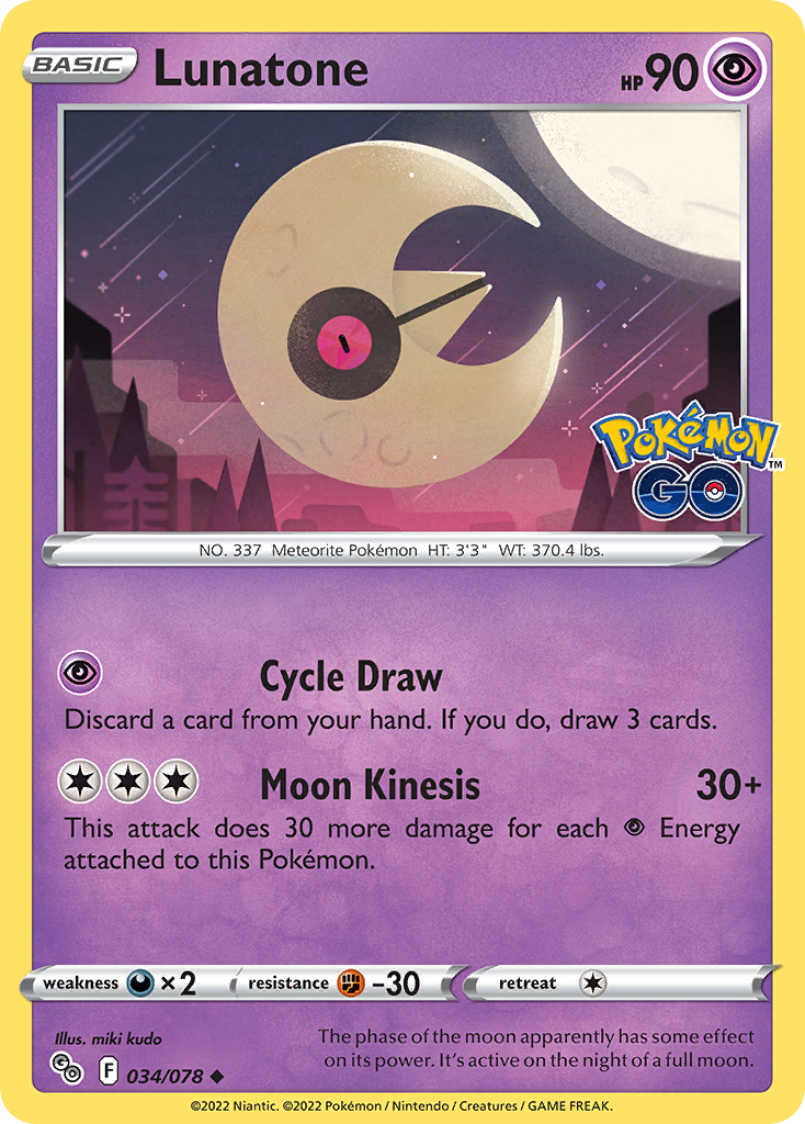 Lunatone - 34/78 - Pokémon GO PGO - Uncommon