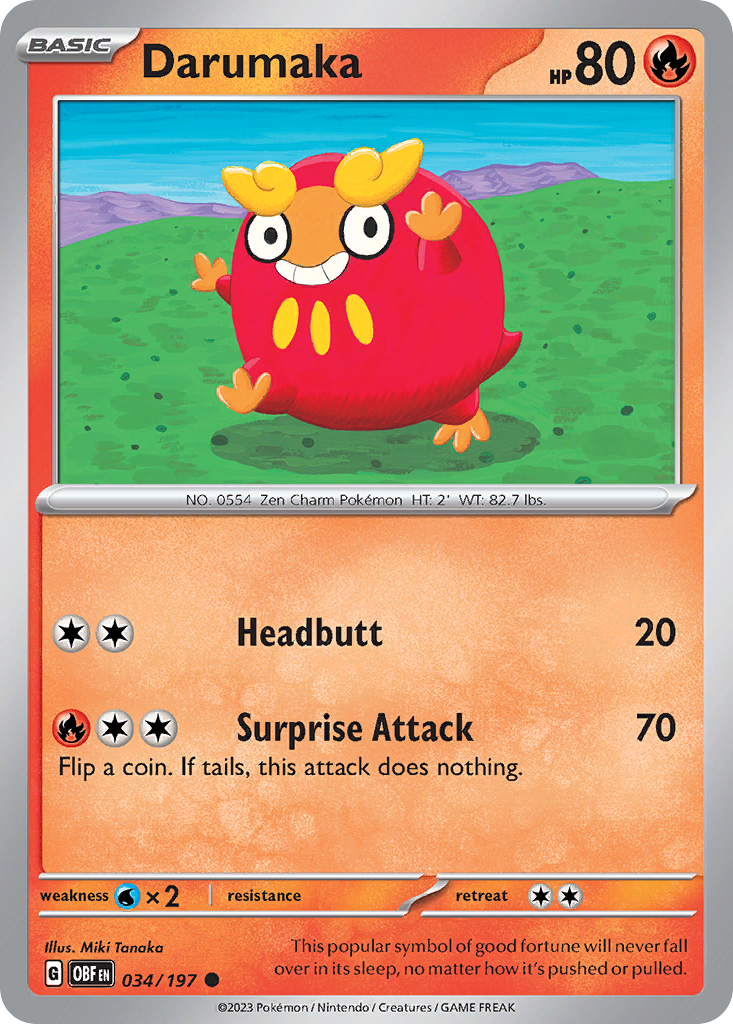 Darumaka - 34/197 - Obsidian Flames SV3 - Common