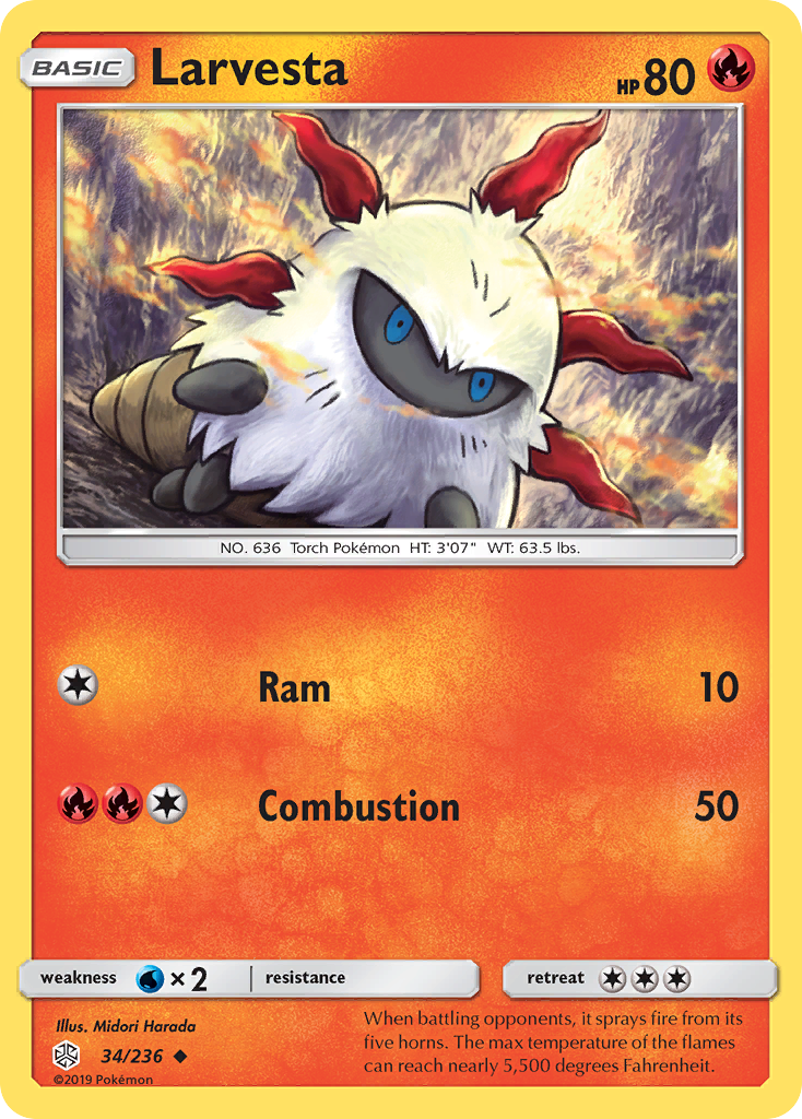 Larvesta - 34/236 - Cosmic Eclipse SM12 - Uncommon