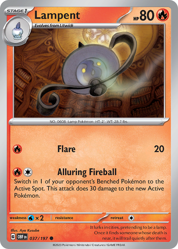 Lampent - 37/197 - Obsidian Flames SV3 - Common