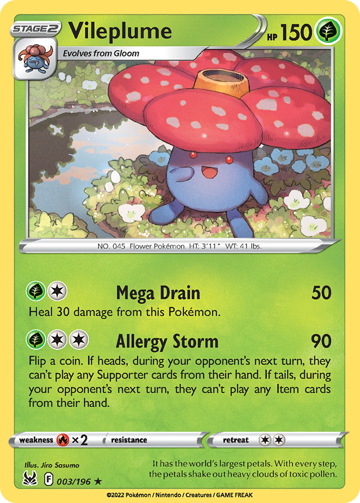 Vileplume - 3/196 - Lost Origin SWSH11 - Rare Holo