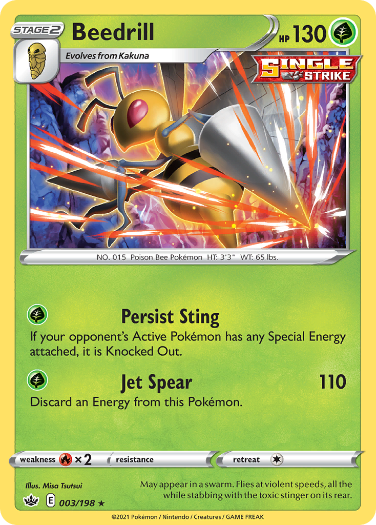 Beedrill - 3/198 - Chilling Reign SWSH6 - Rare Holo