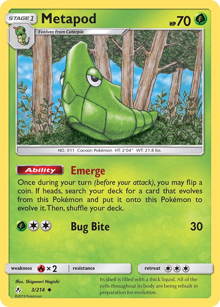 Metapod - 3/214 - Unbroken Bonds SM10 - Uncommon