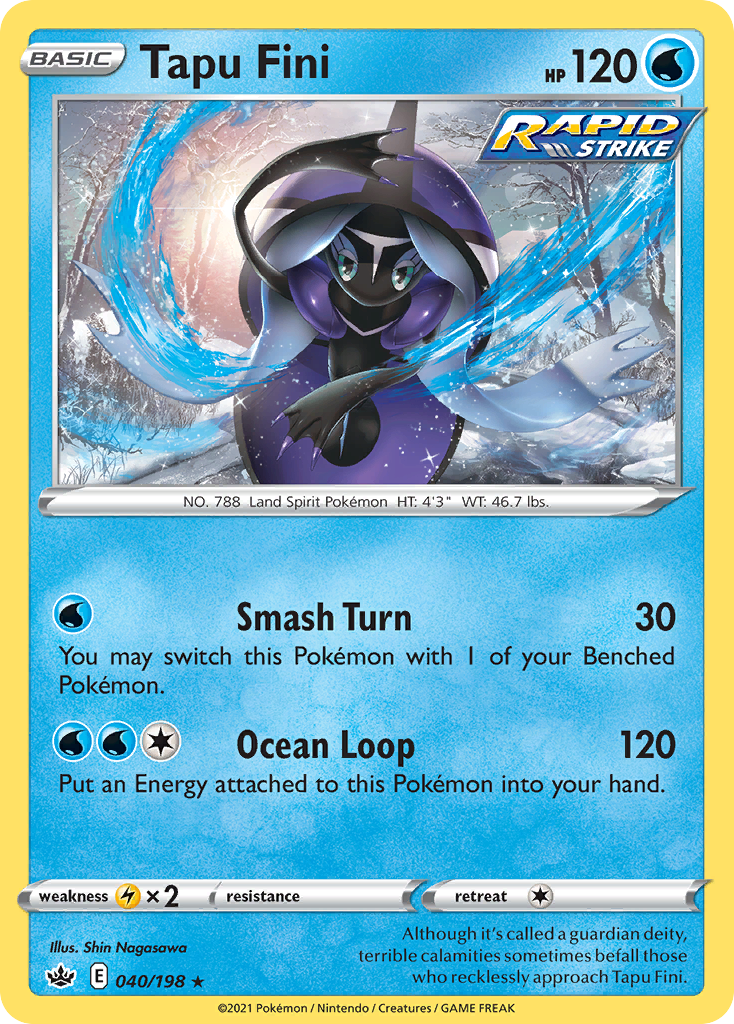 Tapu Fini - 40/198 - Chilling Reign SWSH6 - Rare Holo