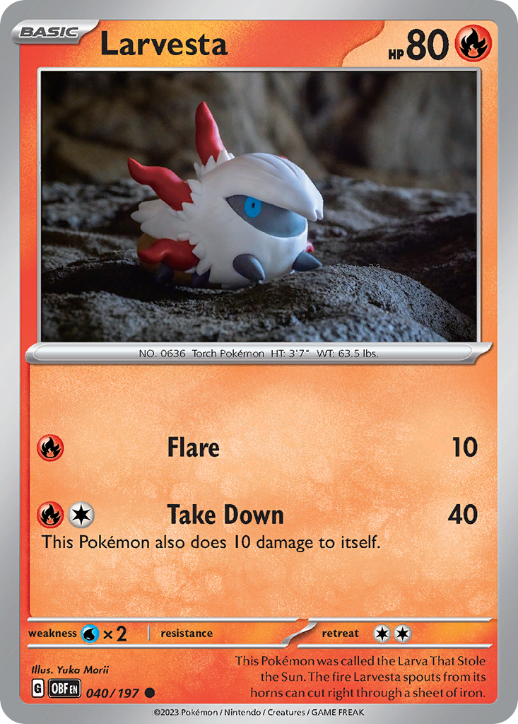 Larvesta - 40/197 - Obsidian Flames SV3 - Common