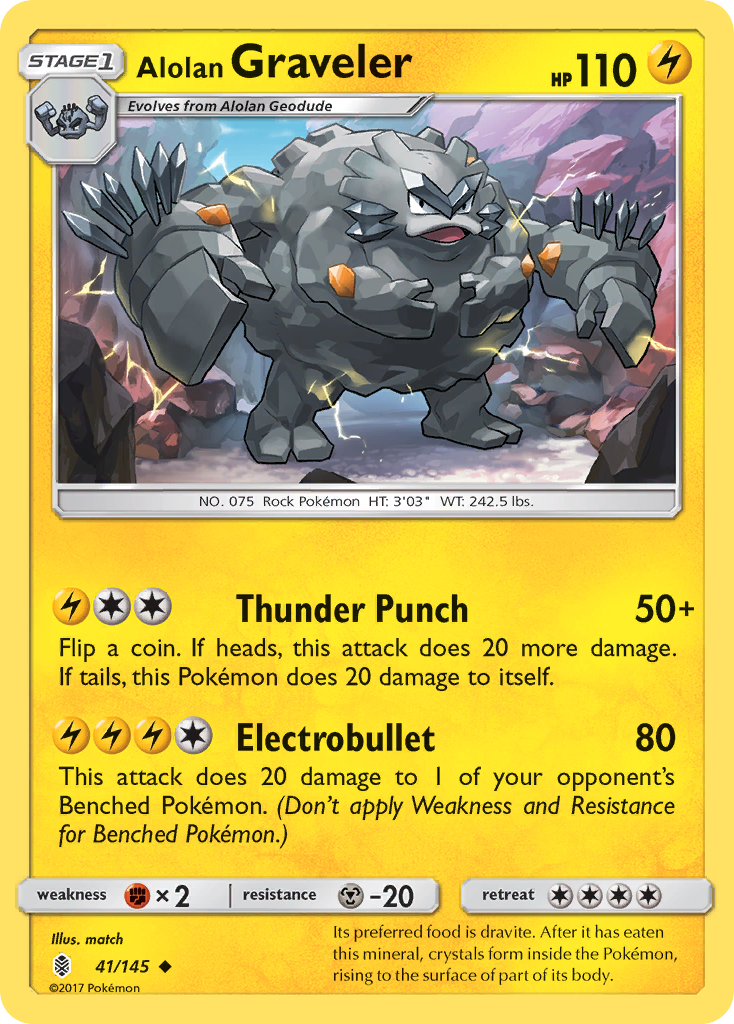 Alolan Graveler - 41/145 - Guardians Rising SM2 - Uncommon