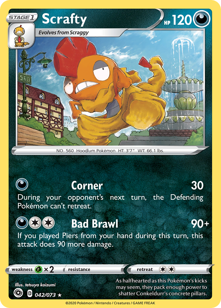 Scrafty - 42/73 - Champion's Path SWSH35 - Rare Holo
