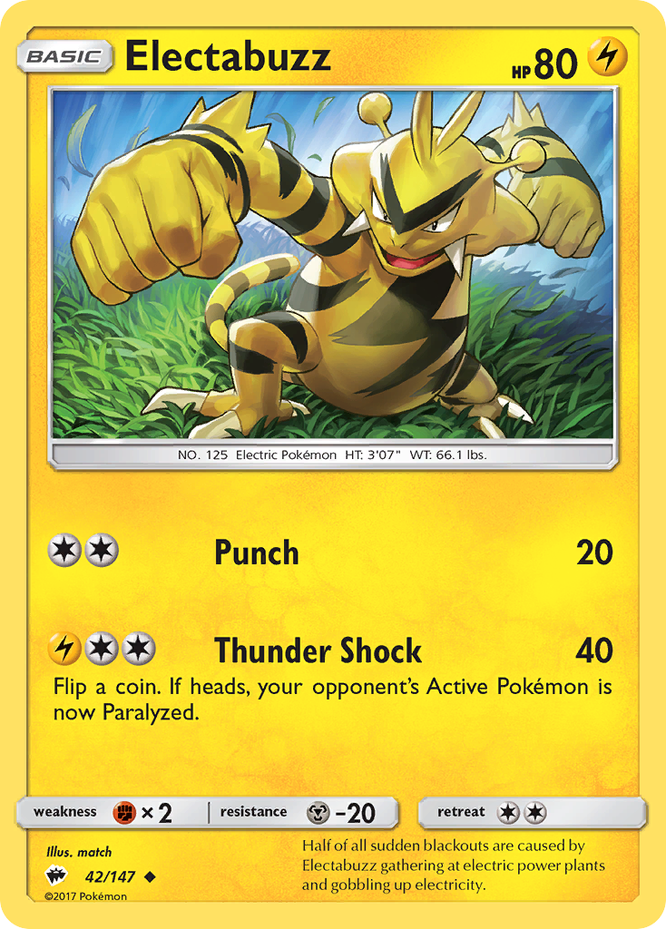 Electabuzz - 42/147 - Burning Shadows SM3 - Uncommon