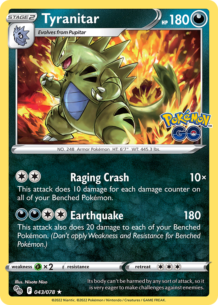 Tyranitar - 43/78 - Pokémon GO PGO - Rare Holo
